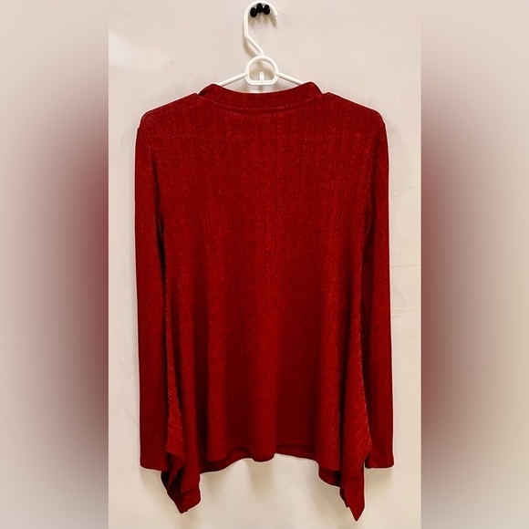 Burgundy Flowy Handkerchief Keyhole Top Size Small Dressy Trendy Monochrome Teen - Picture 7 of 13